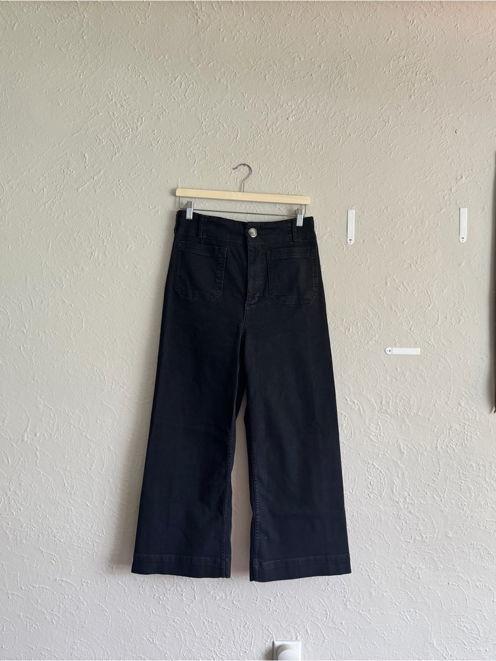 Maeve Colette Wide Leg High-Rise Pants in Black
